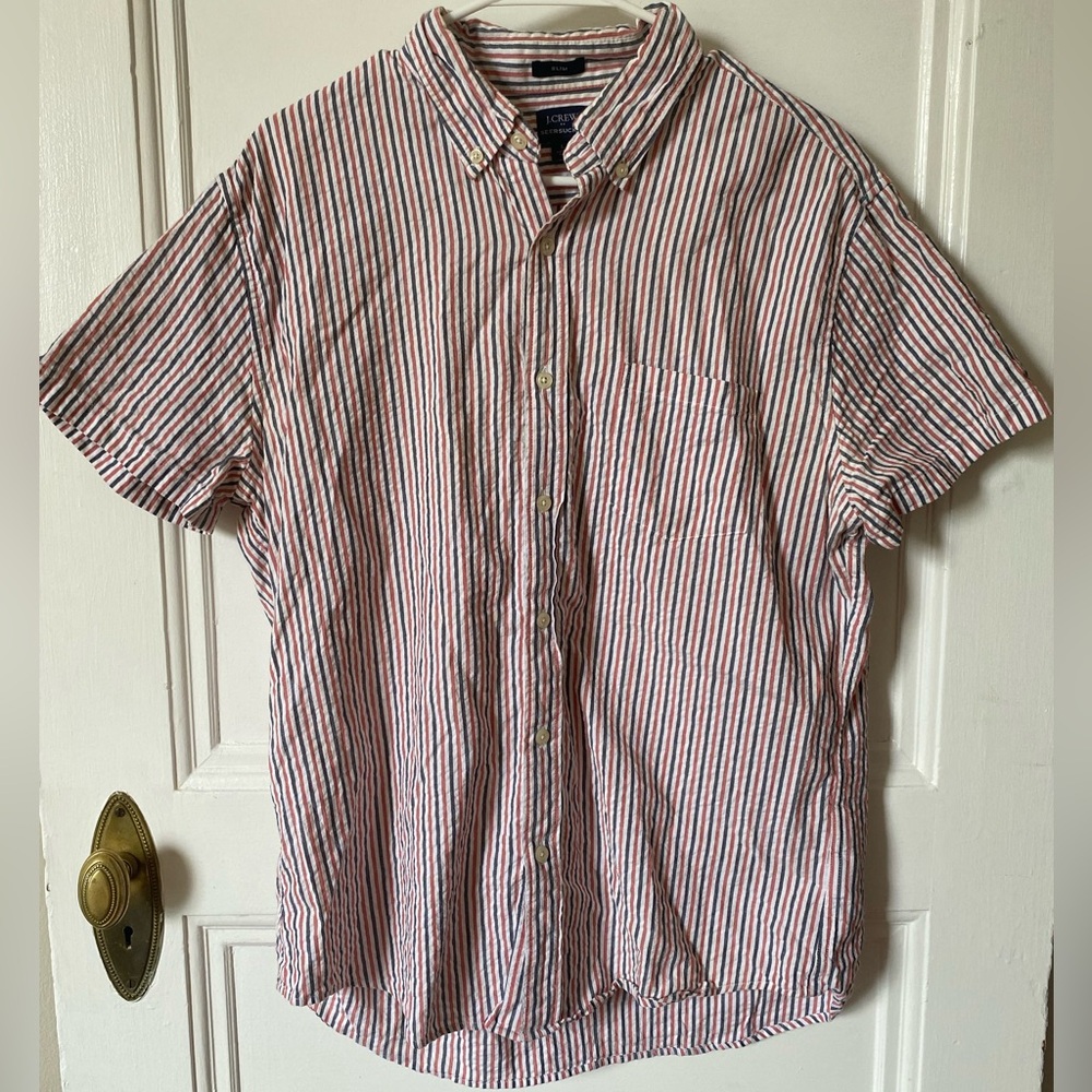 🌻J. Crew Striped Men's Seersucker Shirt